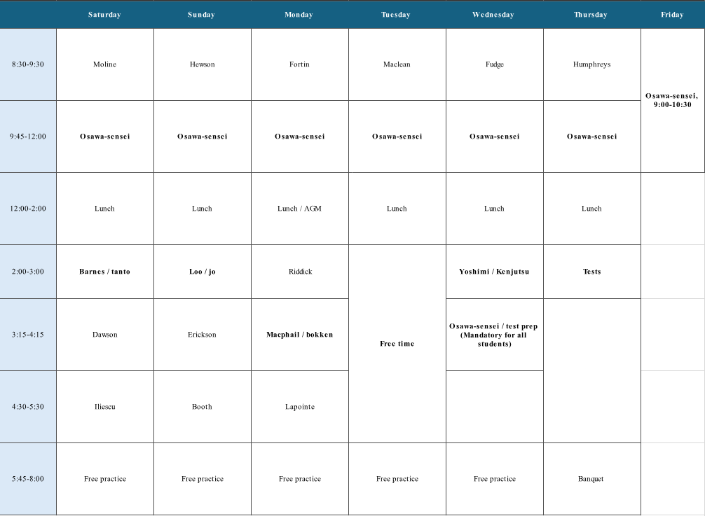 Summer Camp Schedule 2024